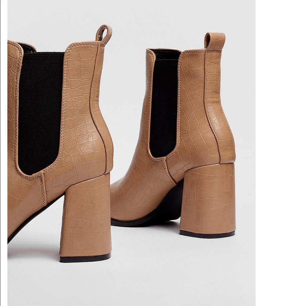 Croc faux leather heeled ankle boots - Picture 4 of 6